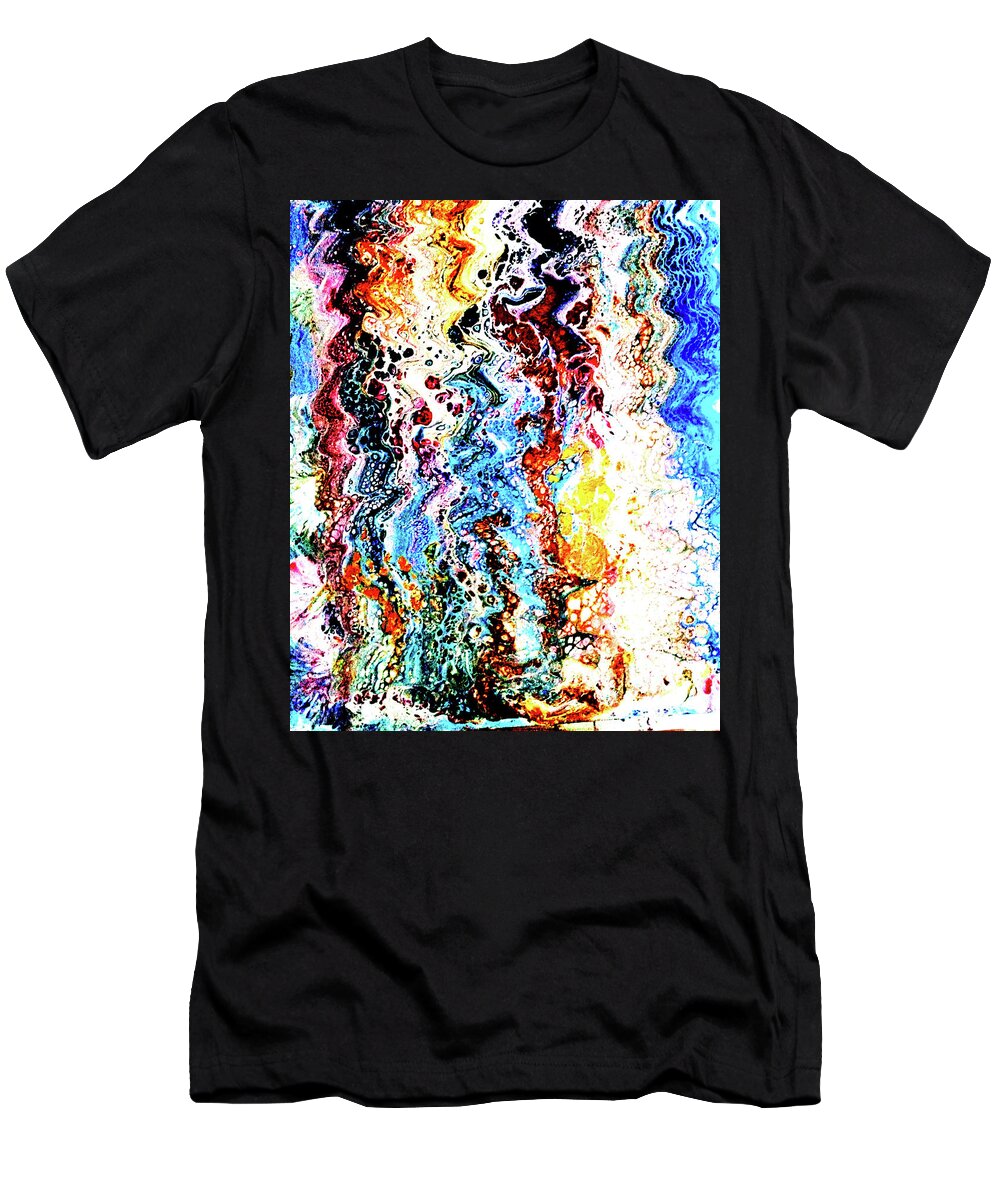 Colors T-Shirt featuring the painting Sizzle by Anna Adams