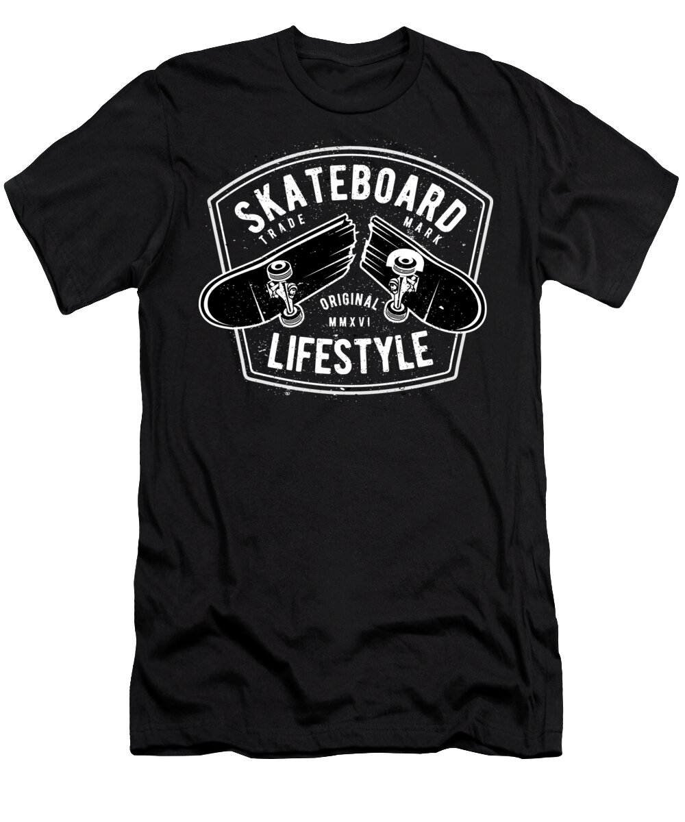 Distressed T-Shirt featuring the digital art Skateboard Lifestyle by Jacob Zelazny
