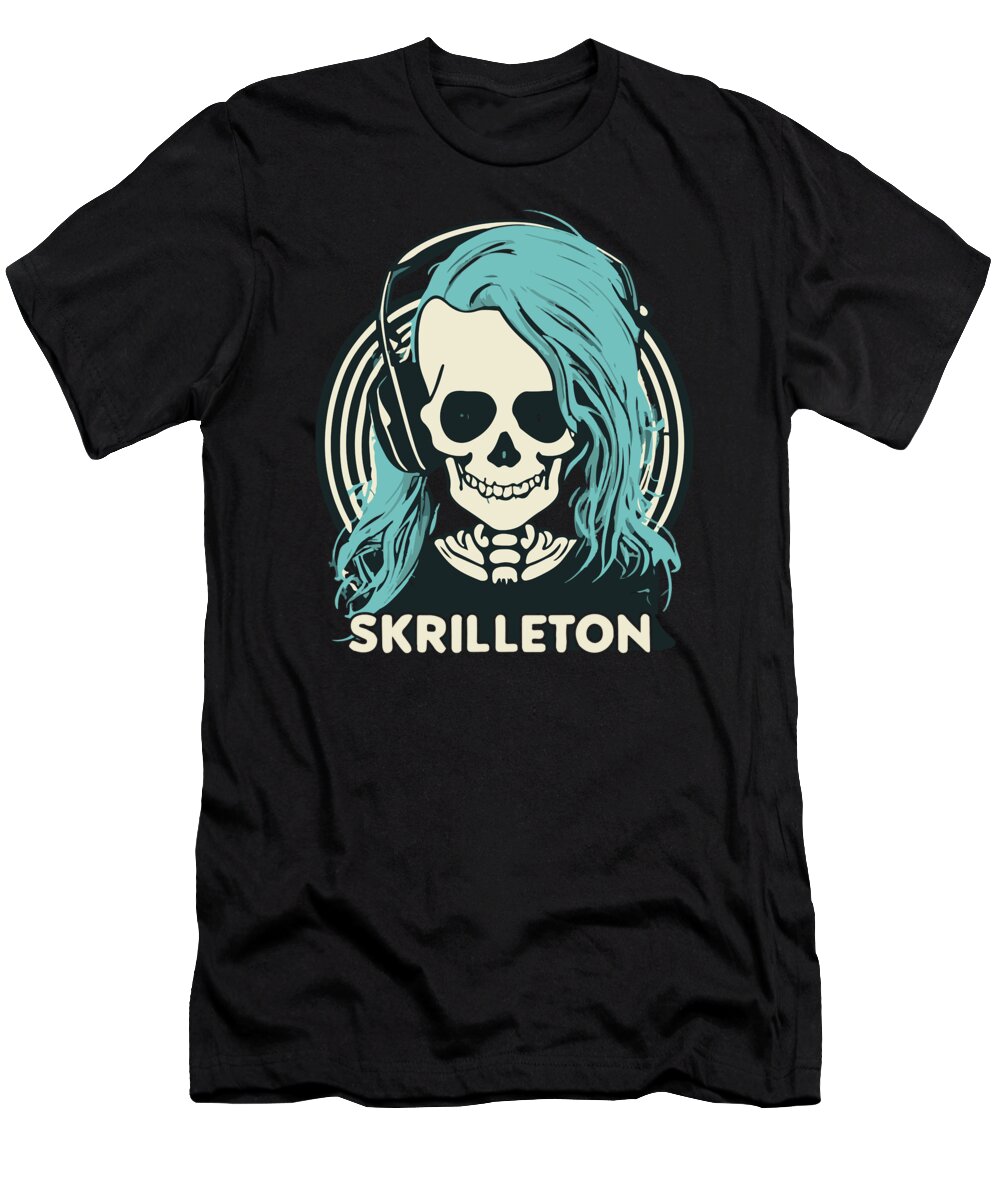 Edm T-Shirt featuring the digital art Skrilleton Halloween by Flippin Sweet Gear