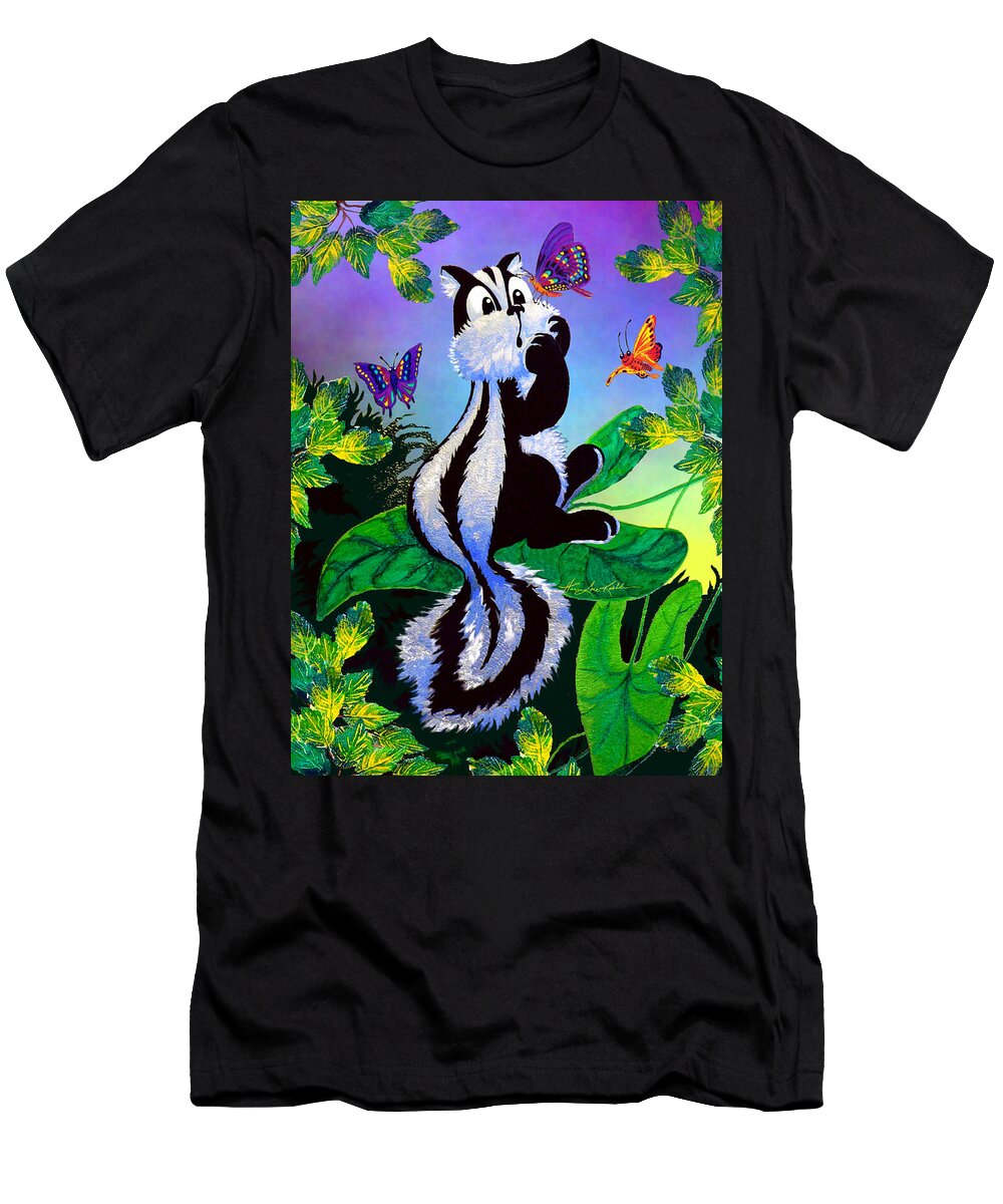 Art For Children T-Shirt featuring the painting Skunky by Hanne Lore Koehler