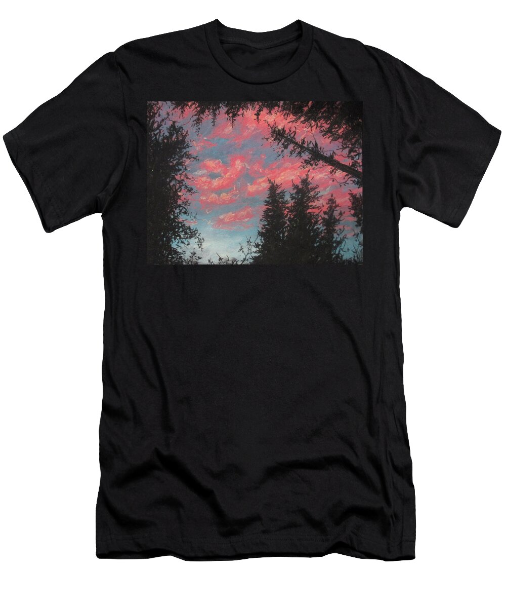 Forest Sky T-Shirt featuring the painting Sky's Passion by Jen Shearer