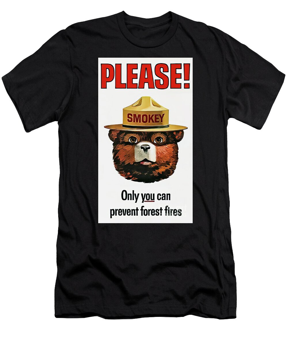 Smokey T-Shirt featuring the drawing Smokey the Bear Fire Prevention by M G Whittingham