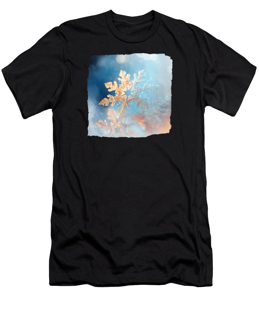 Snowflake T-Shirt featuring the digital art Snowflake Supermacro 11 by Elisabeth Lucas