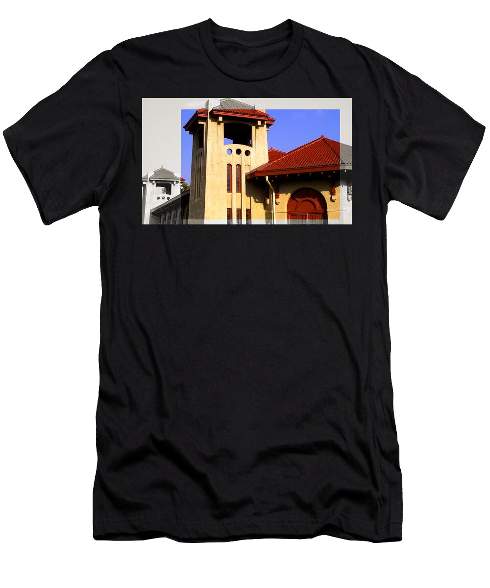 Architecture T-Shirt featuring the photograph Spanish Architecture Tile Roof Tower by Patrick Malon