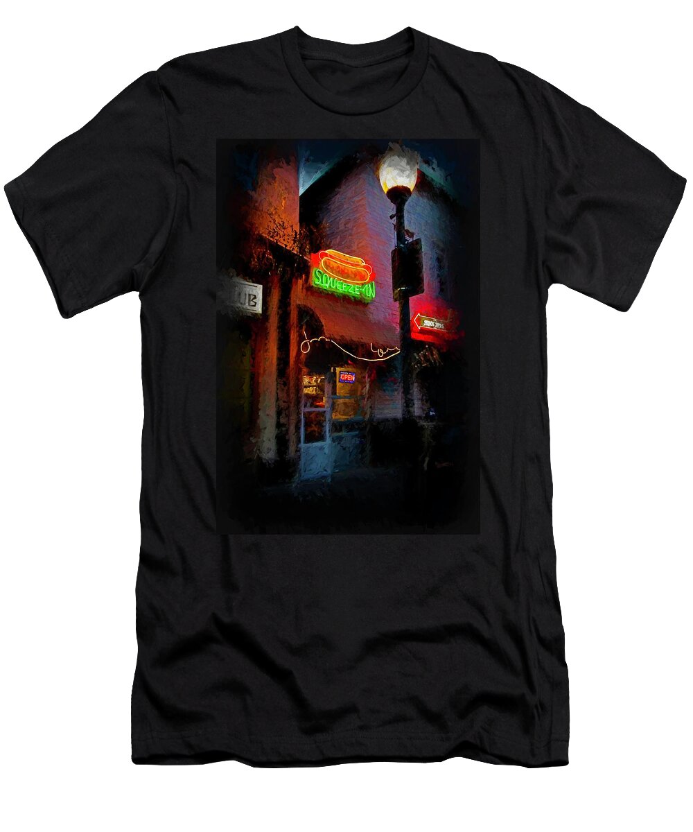 Squeeze T-Shirt featuring the digital art Squeeze-In, Sunbury, PA by Barry Wills