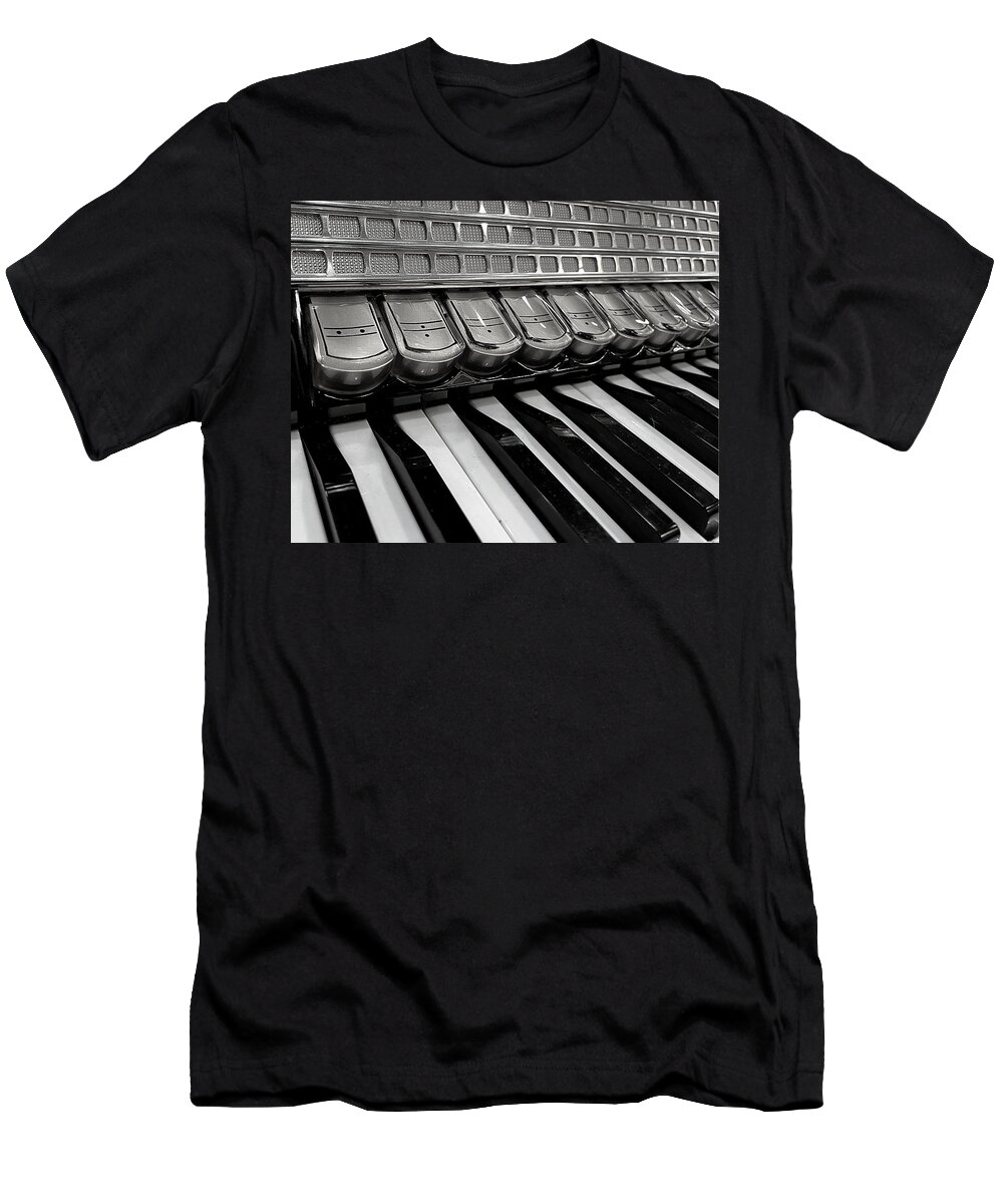 Hohner T-Shirt featuring the photograph Squeezebox 1 BW by Lee Darnell