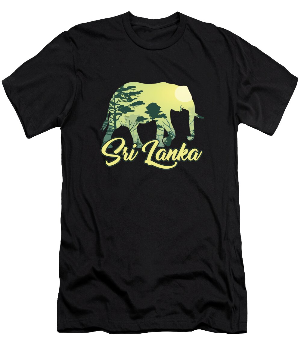 Sri Lanka T-Shirt featuring the digital art Sri Lanka Elephant Nature Lover Traveler Gift by Thomas Larch