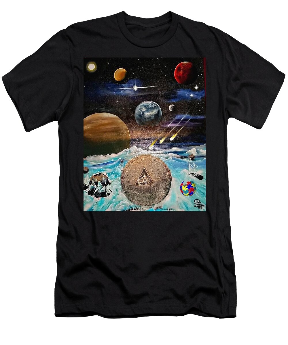 There's A Star Man Waiting In The Sky T-Shirt featuring the painting Starman by John Palliser