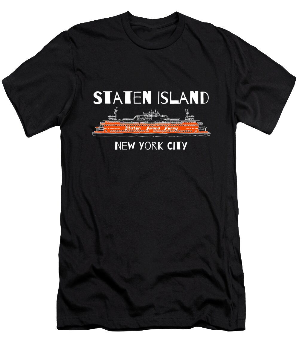 New York City T-Shirt featuring the digital art Staten Island Ferry New York City by Lance Gambis