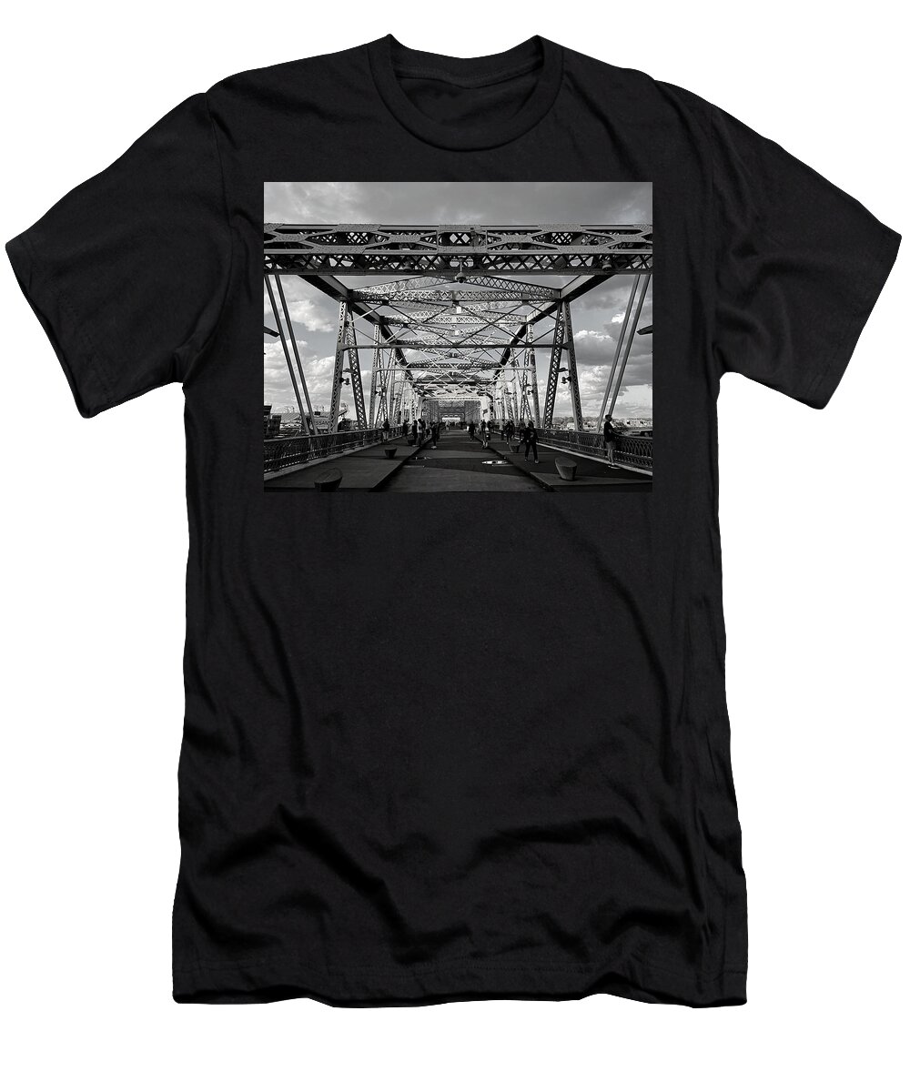 Line T-Shirt featuring the photograph Steel Lines BW by Lee Darnell