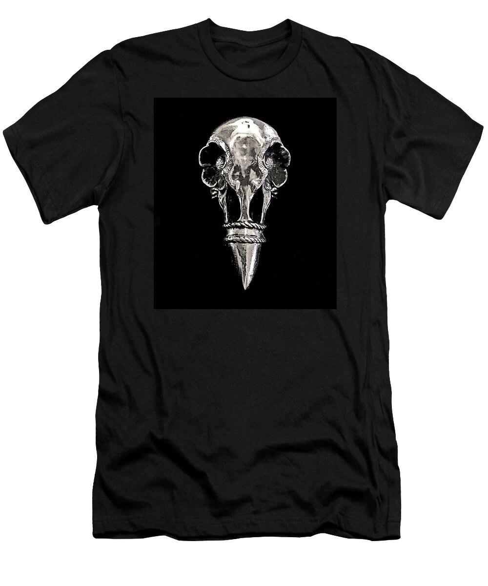 Sterling Silver Raven Skull Ring T-Shirt featuring the photograph Sterling Silver Raven Skull Ring by Susan Maxwell Schmidt