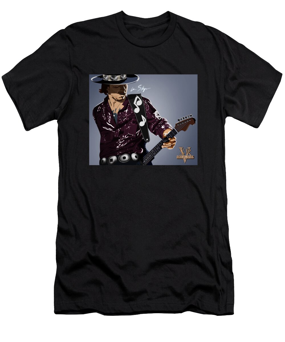 Stevie Ray Vaughan T-Shirt featuring the digital art Stevie Ray Vaughan Official by Notorious Artist
