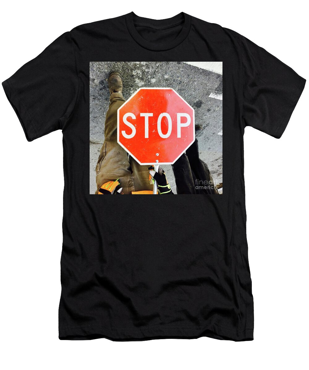 Stop Sign T-Shirt featuring the photograph Stop 1-2 by J Doyne Miller