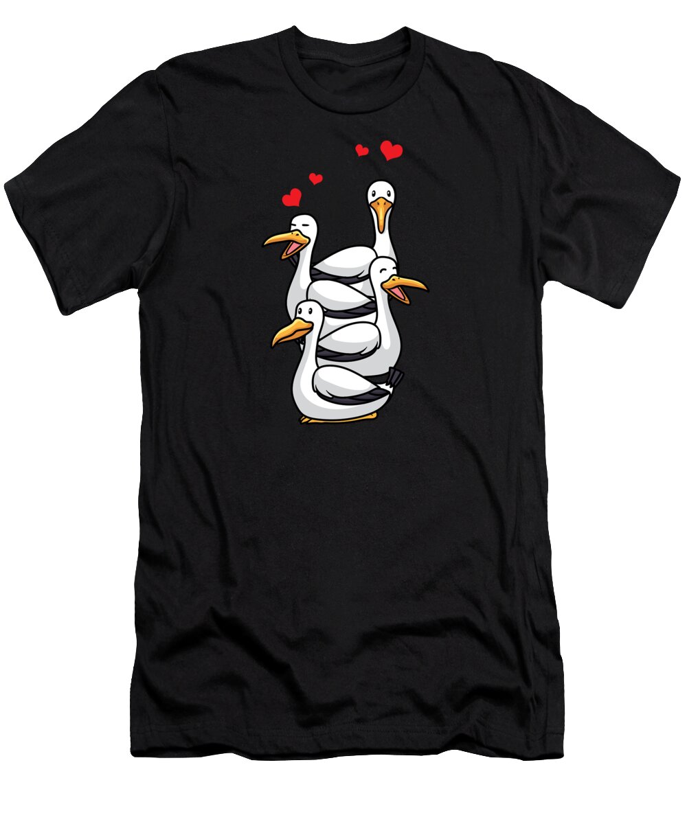 Stork Bird T-Shirt featuring the digital art Stork With Hearts Bird Ornithologist White Stork by Joyce W