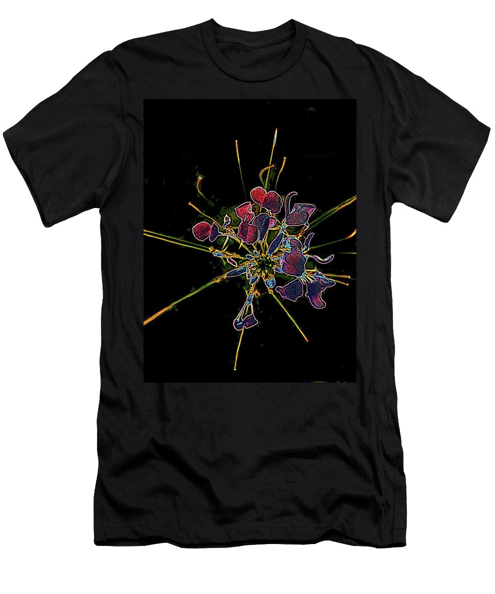 Digital T-Shirt featuring the digital art Stylized Cleome by Mariarosa Rockefeller