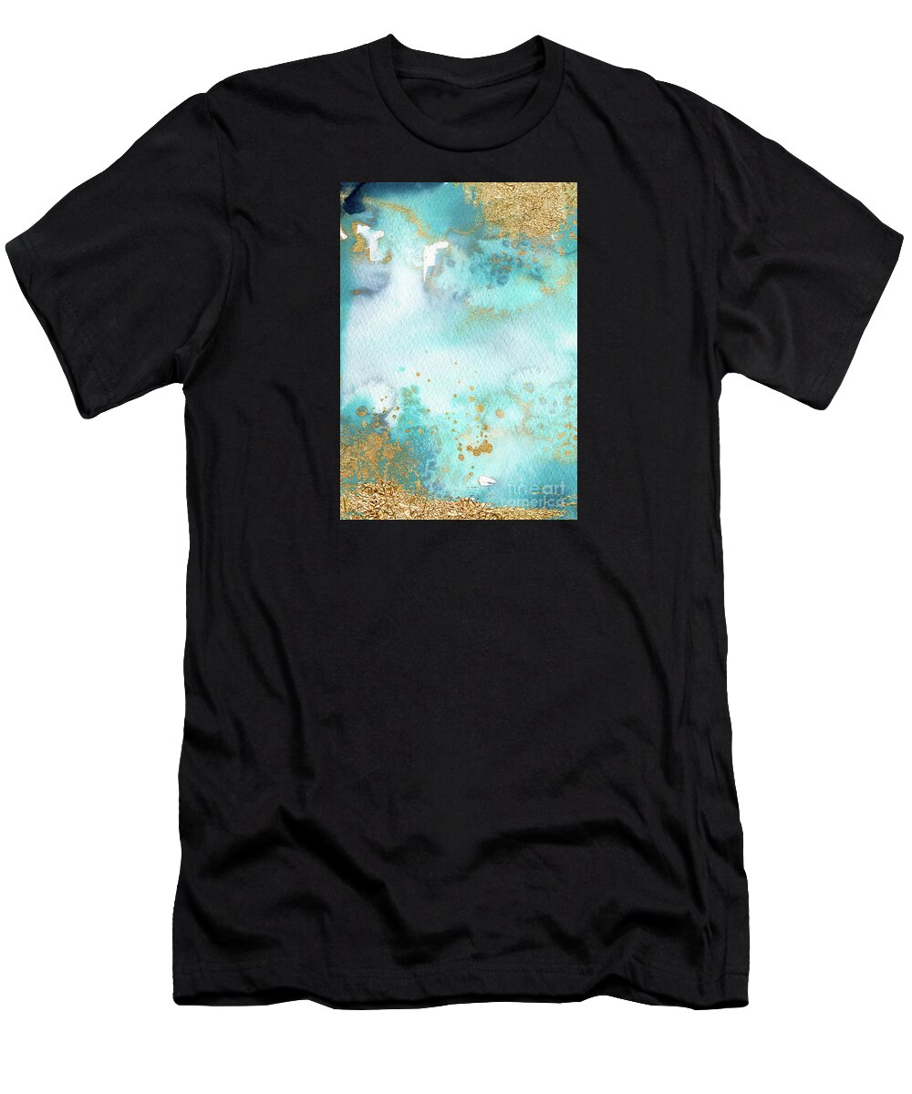 Sunbaked Mint T-Shirt featuring the painting Sunbaked Mint And Gold by Garden Of Delights