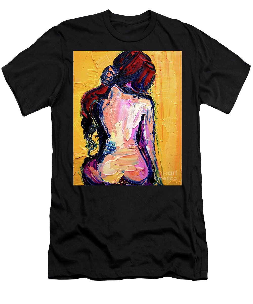 Nude T-Shirt featuring the painting Sunbathe by Aja Trier