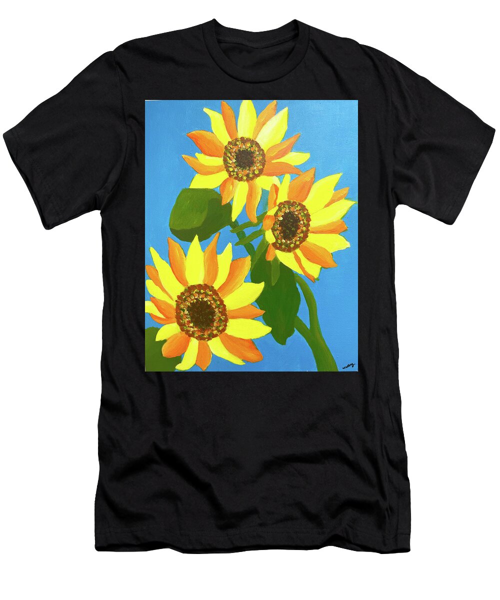 Sunflower T-Shirt featuring the painting Sunflowers Three by Christina Wedberg