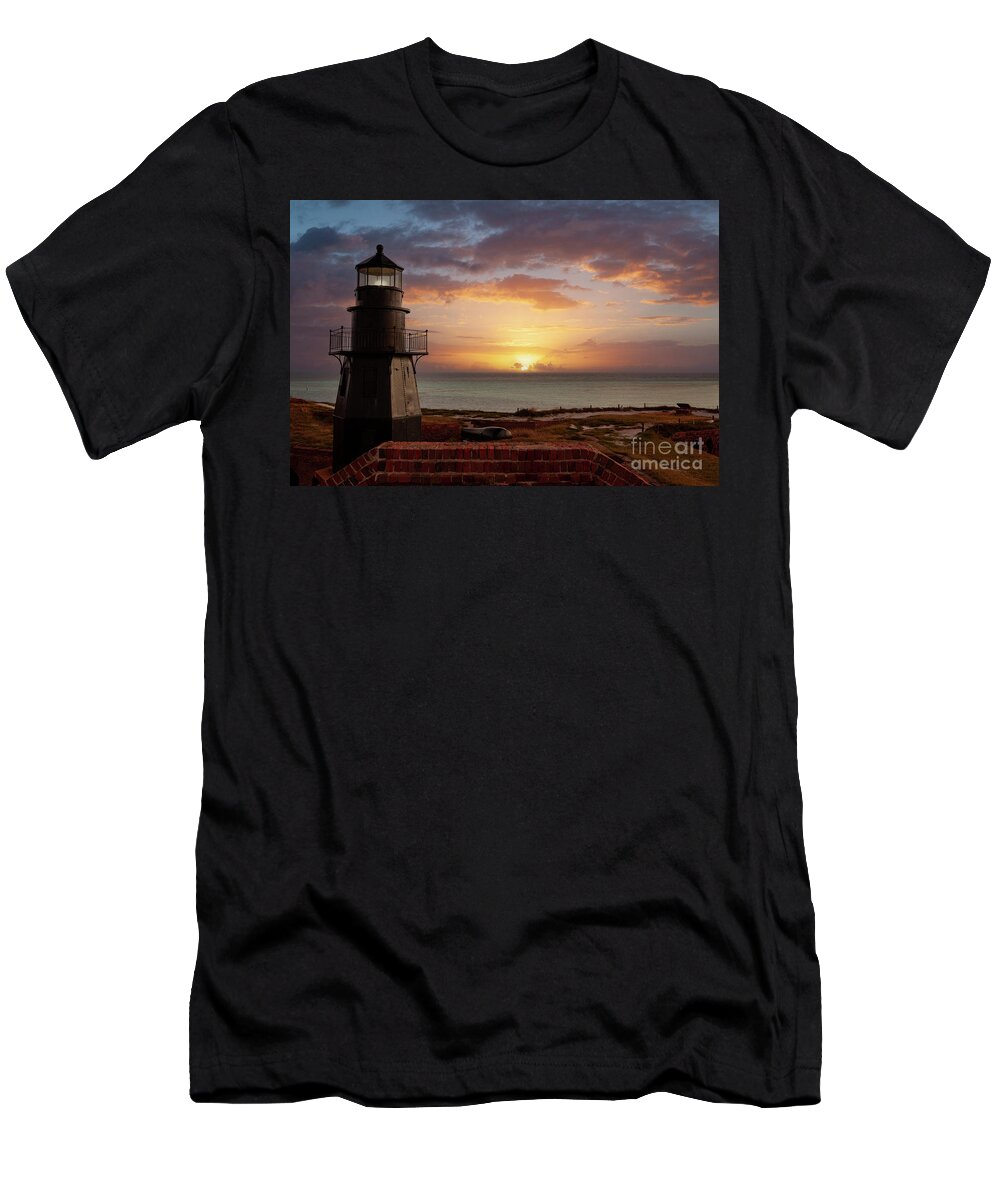 Fort Jefferson Lighthouse T-Shirt featuring the photograph Sunrise at Fort Jefferson by Keith Kapple