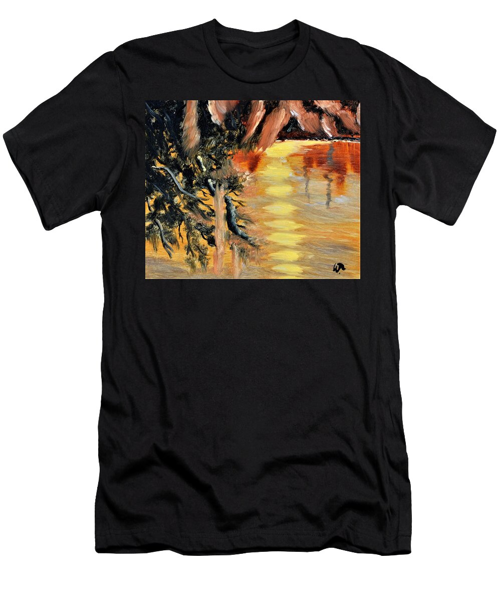 Sunset At Blue Springs T-Shirt featuring the painting Sunset at Blue Springs by Warren Thompson