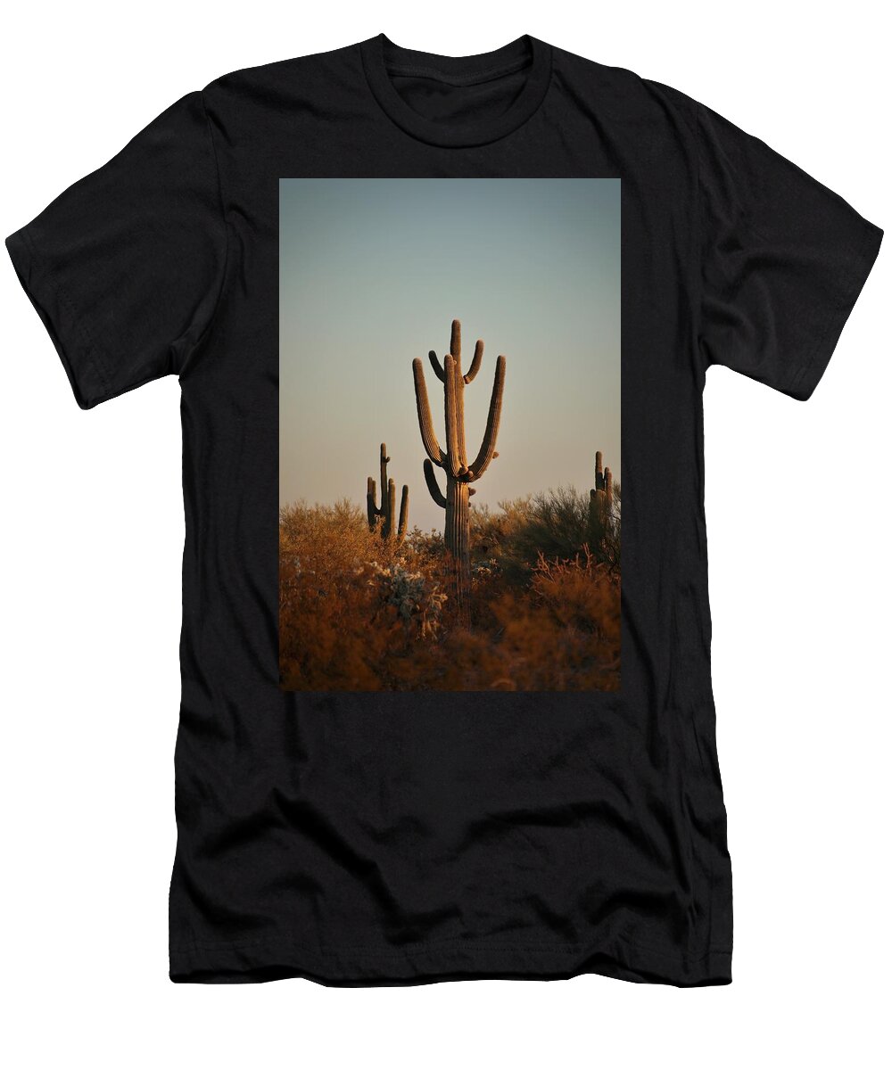 Landscape T-Shirt featuring the photograph Sunset Cactus by Go and Flow Photos