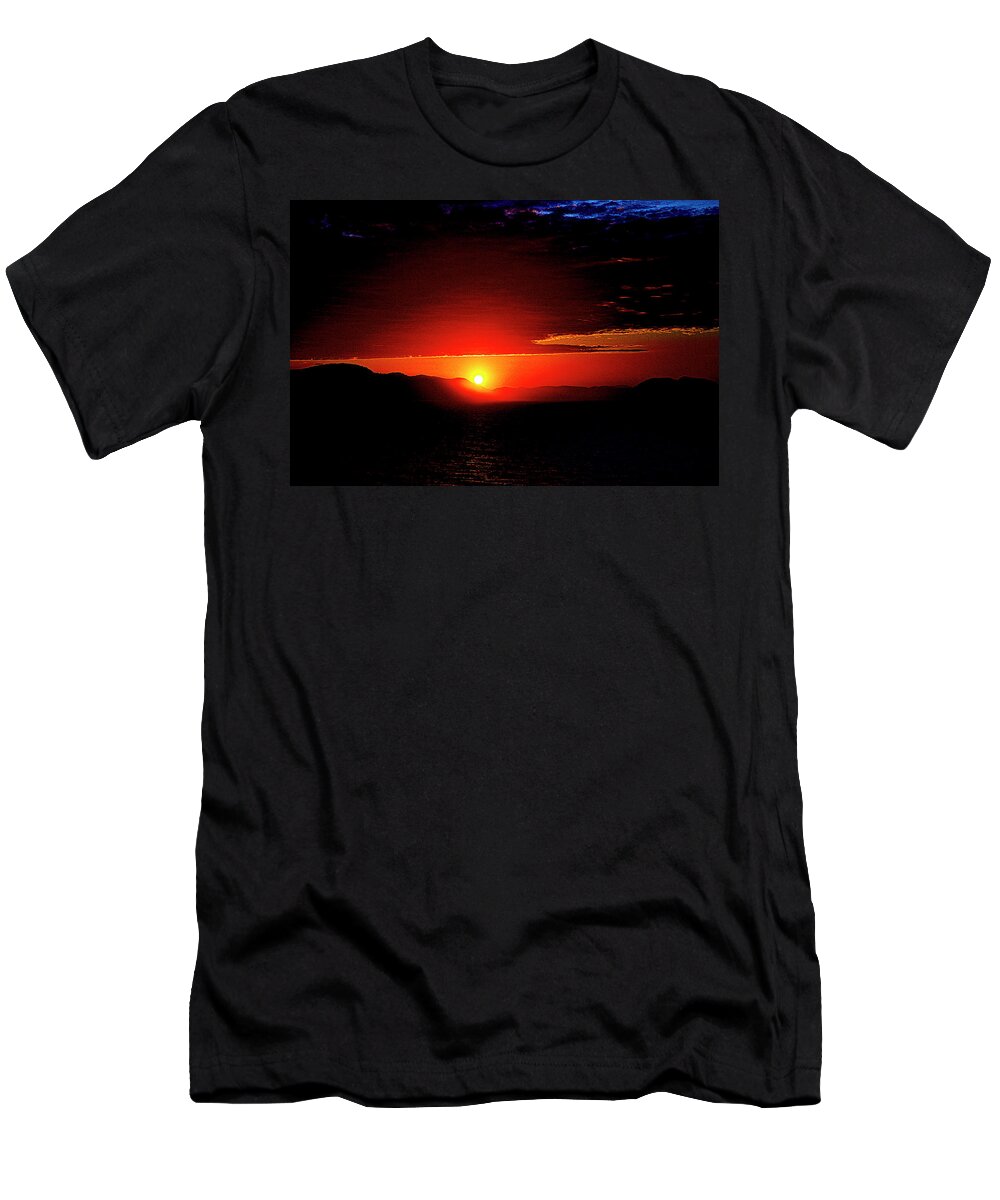 Sunset T-Shirt featuring the digital art Sunset - Inside Passage Alaska by SnapHappy Photos