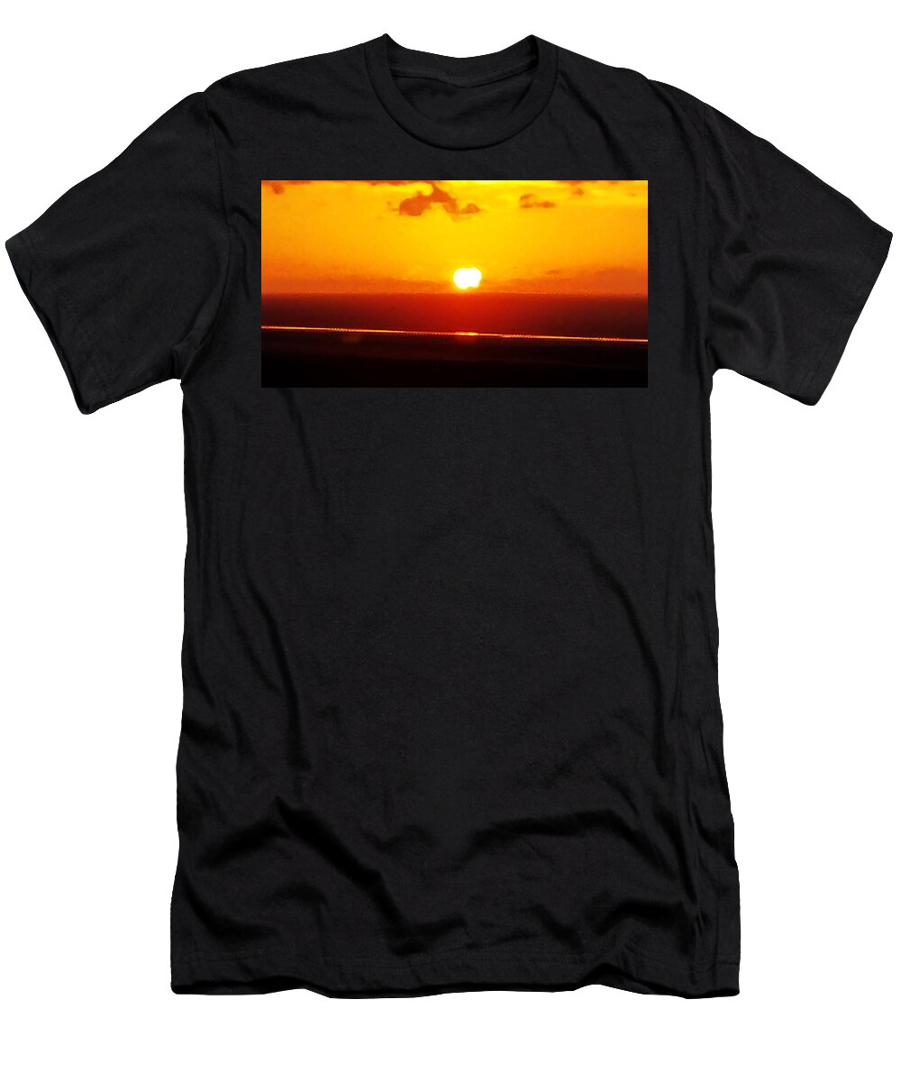 Photography T-Shirt featuring the photograph Sunset on the Ocean 4 by Aldane Wynter