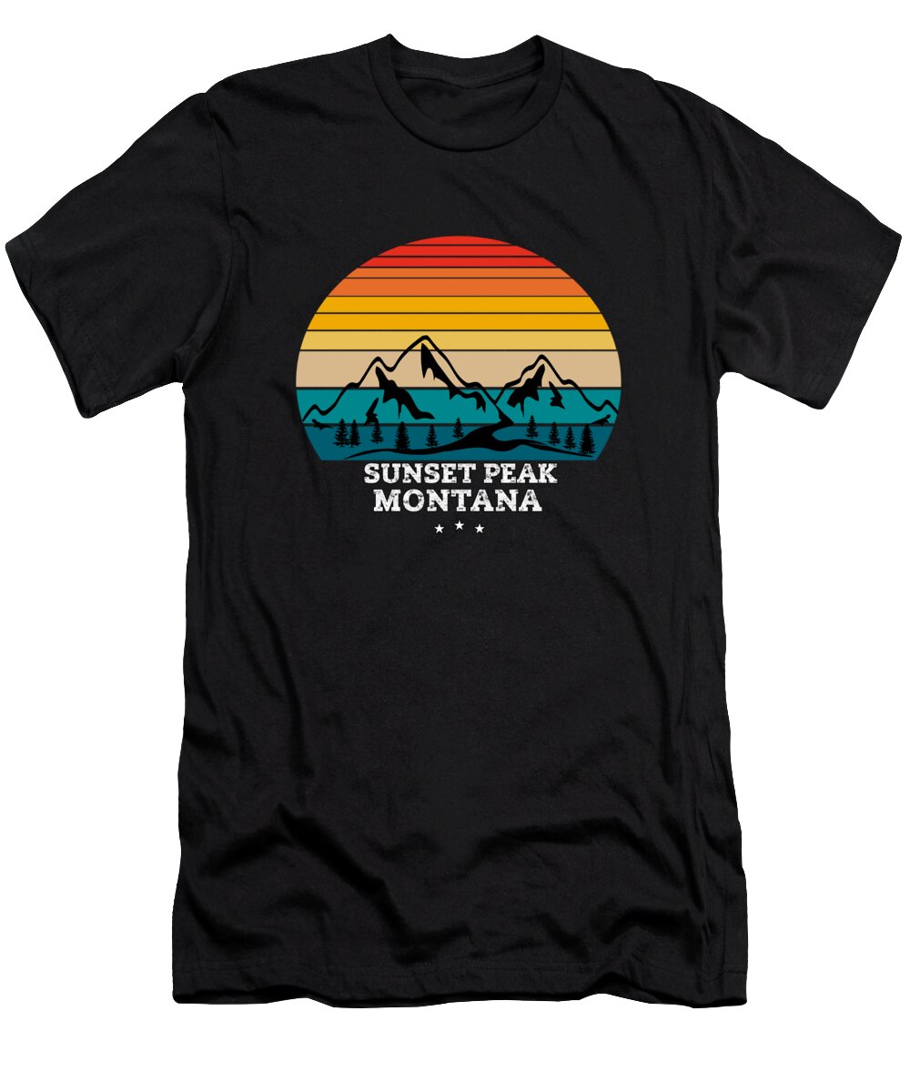 Sunset Peak T-Shirt featuring the photograph SUNSET PEAK Montana by Bruno