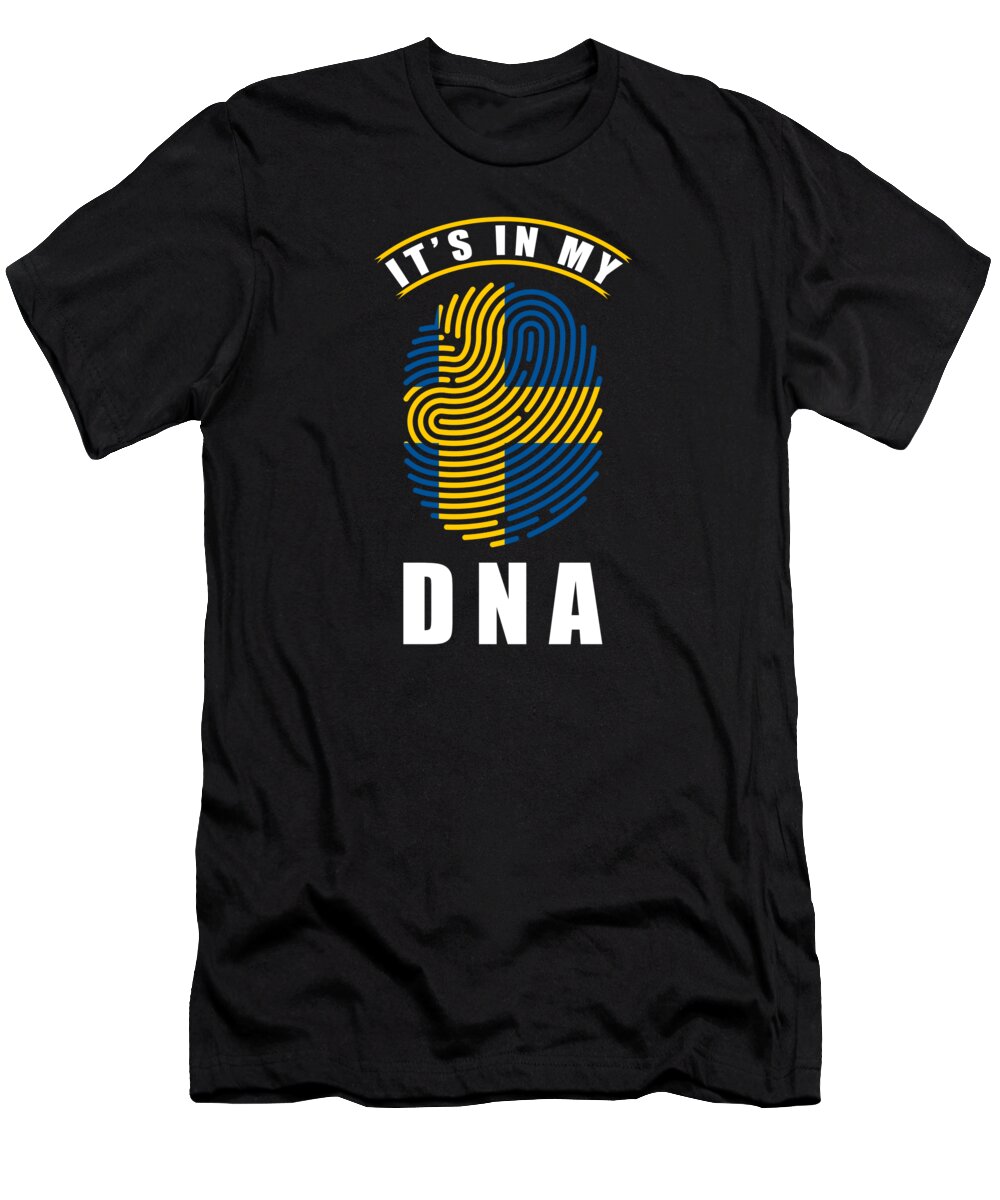 Sweden Dna T-Shirt featuring the digital art Sweden DNA Swedish Flag by Manuel Schmucker