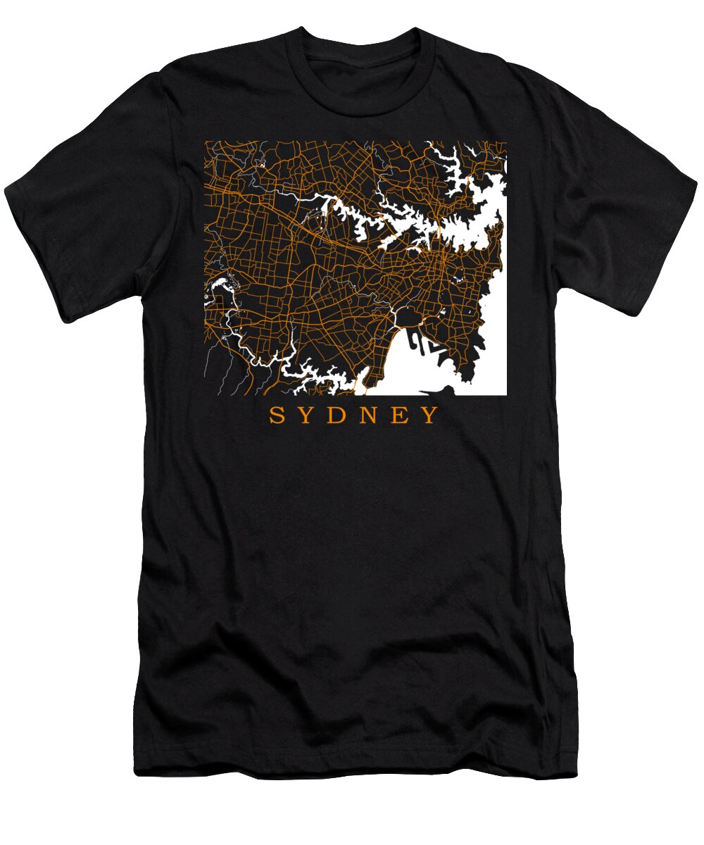 Sydney Map T-Shirt featuring the photograph Sydney Map by Mark Rogan