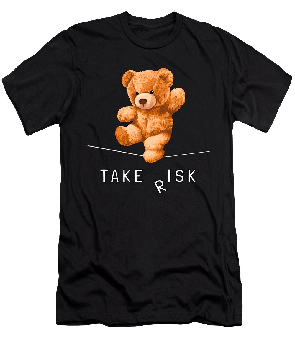 Bears T-Shirt featuring the painting Take Risk by Miki De Goodaboom