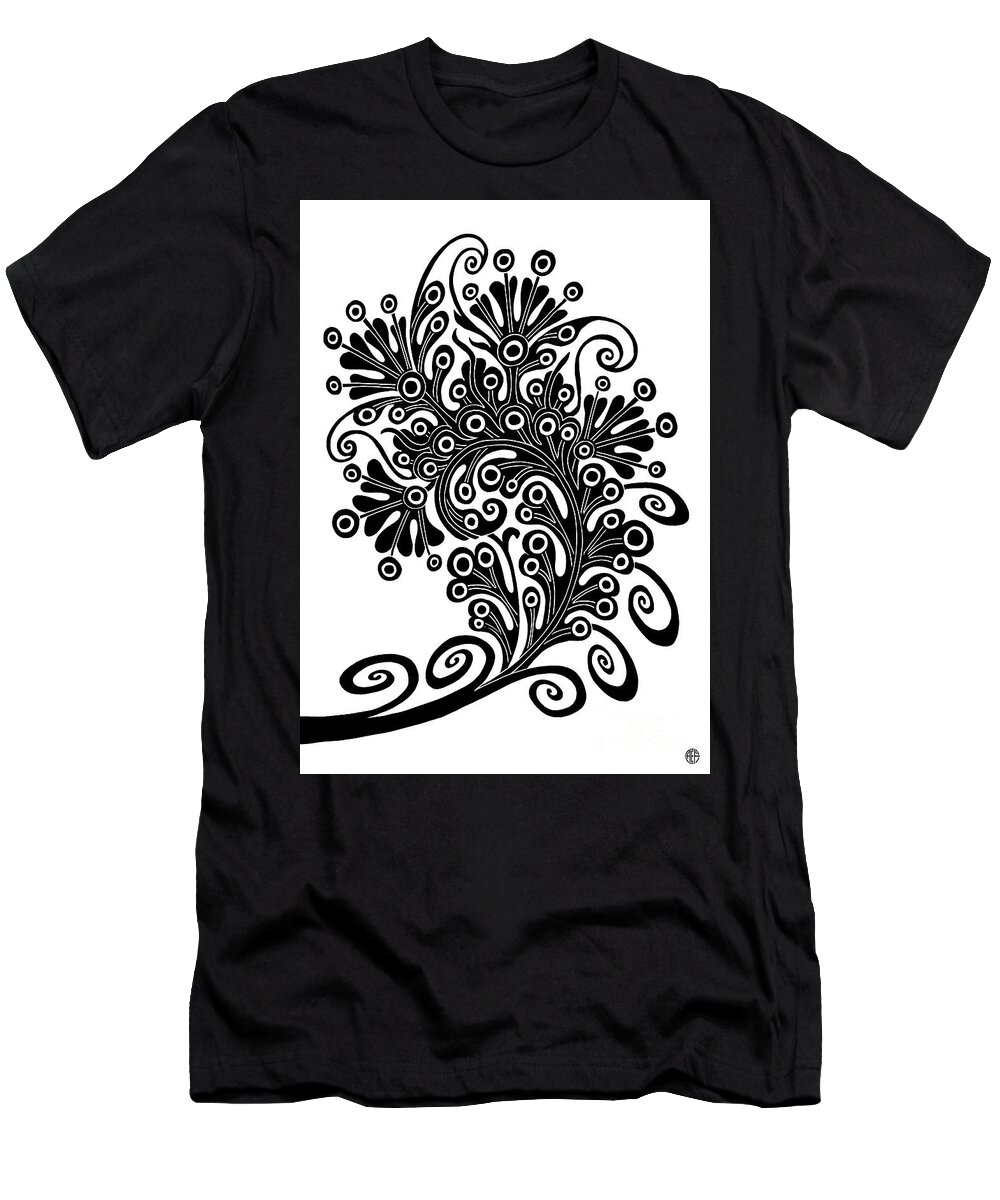 Flower T-Shirt featuring the drawing Tapestry Flower Ink 5 by Amy E Fraser