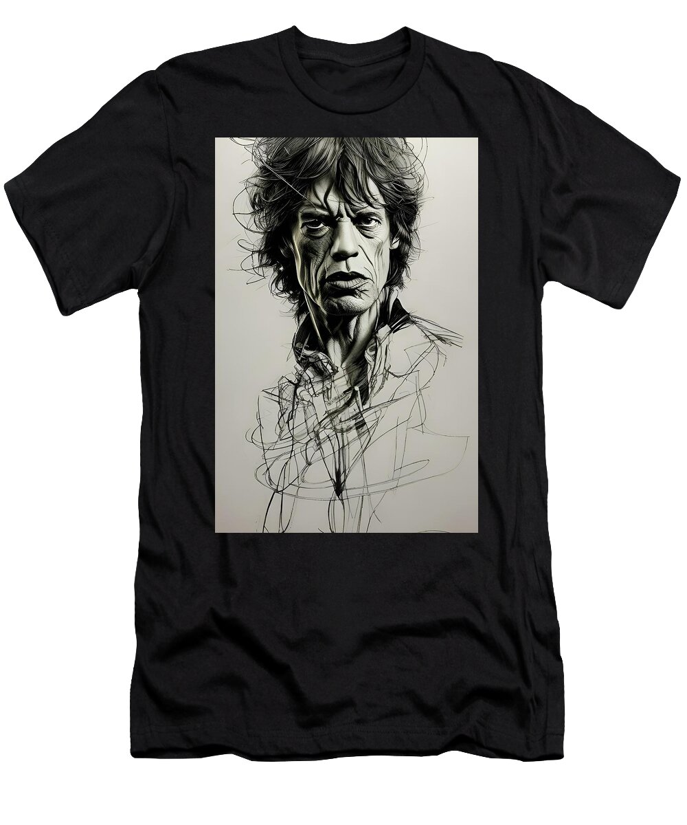 Mick Jagger T-Shirt featuring the digital art Tattoo You - Mick Jagger by Fred Larucci