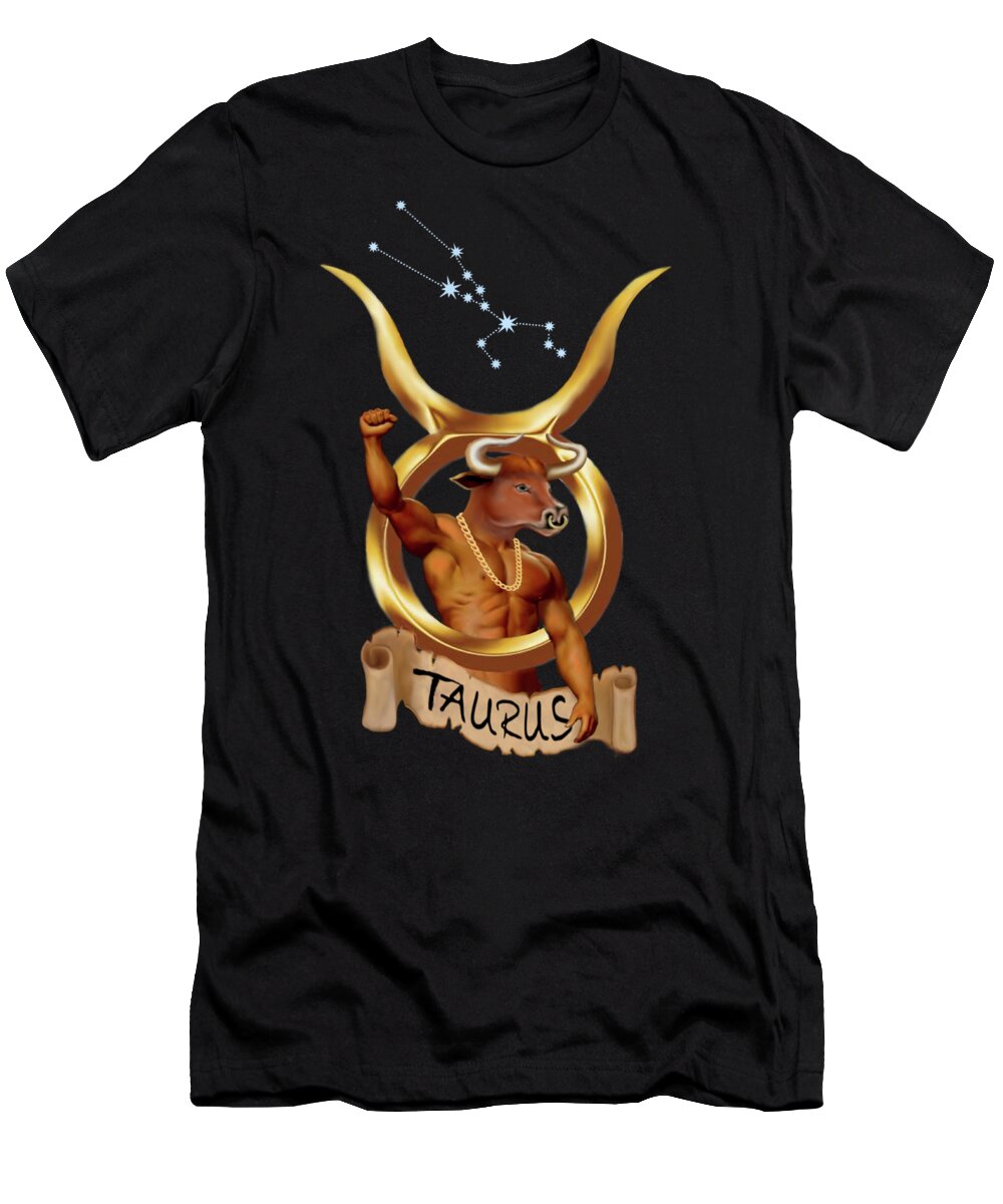 Taurus T-Shirt featuring the digital art Taurus The Bull by Glenn Holbrook