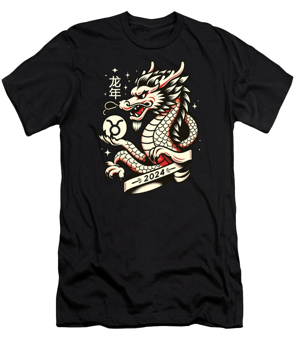 Year Of The Dragon T-Shirt featuring the digital art Taurus Zodiac Year of the Dragon Zodiac by Me