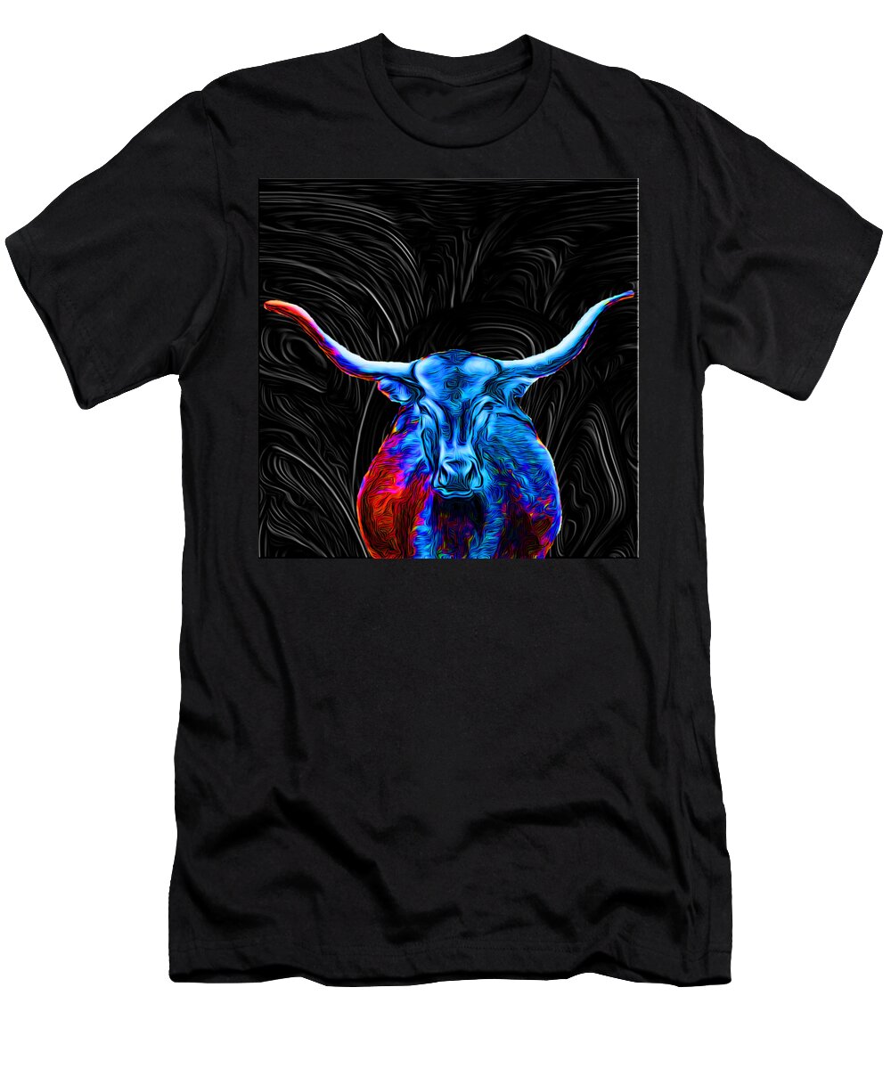 Abstract T-Shirt featuring the digital art Texas Longhorn - Abstract by Ronald Mills
