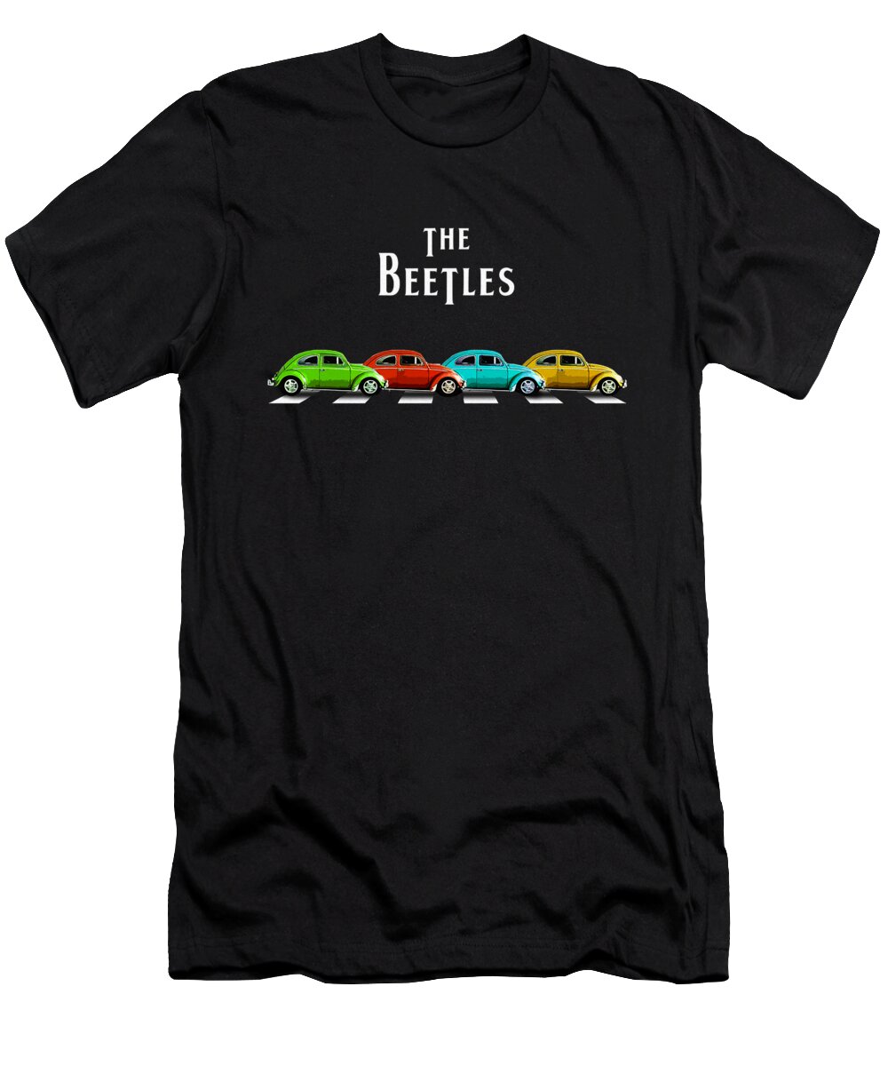 Abbey Road T-Shirt featuring the digital art The Beetles on Abbey Road by Lukas Antara