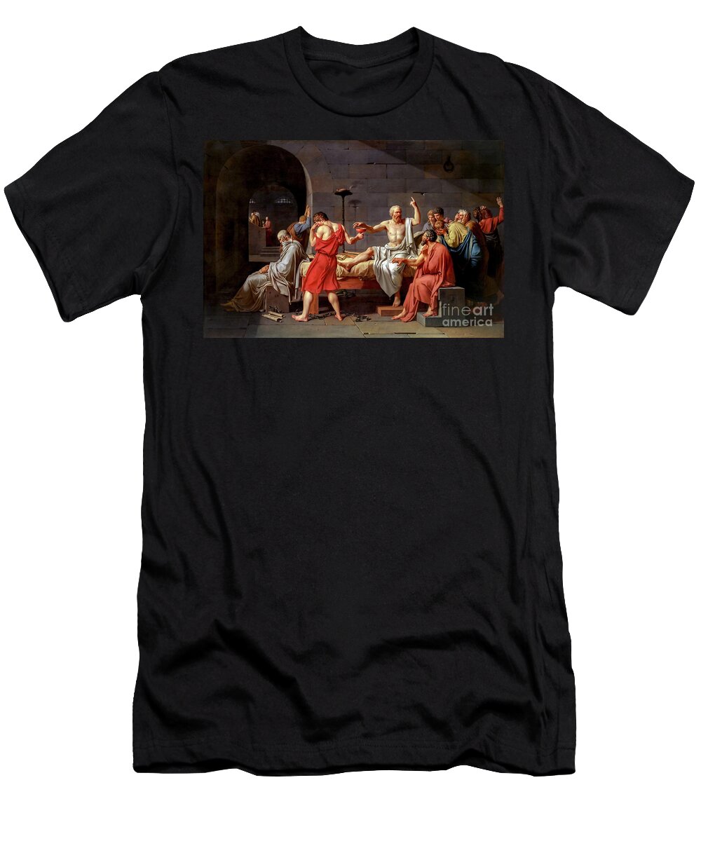 The Death Of Socrates T-Shirt featuring the photograph The Death of Socrates by Jacques Louis David by Carlos Diaz