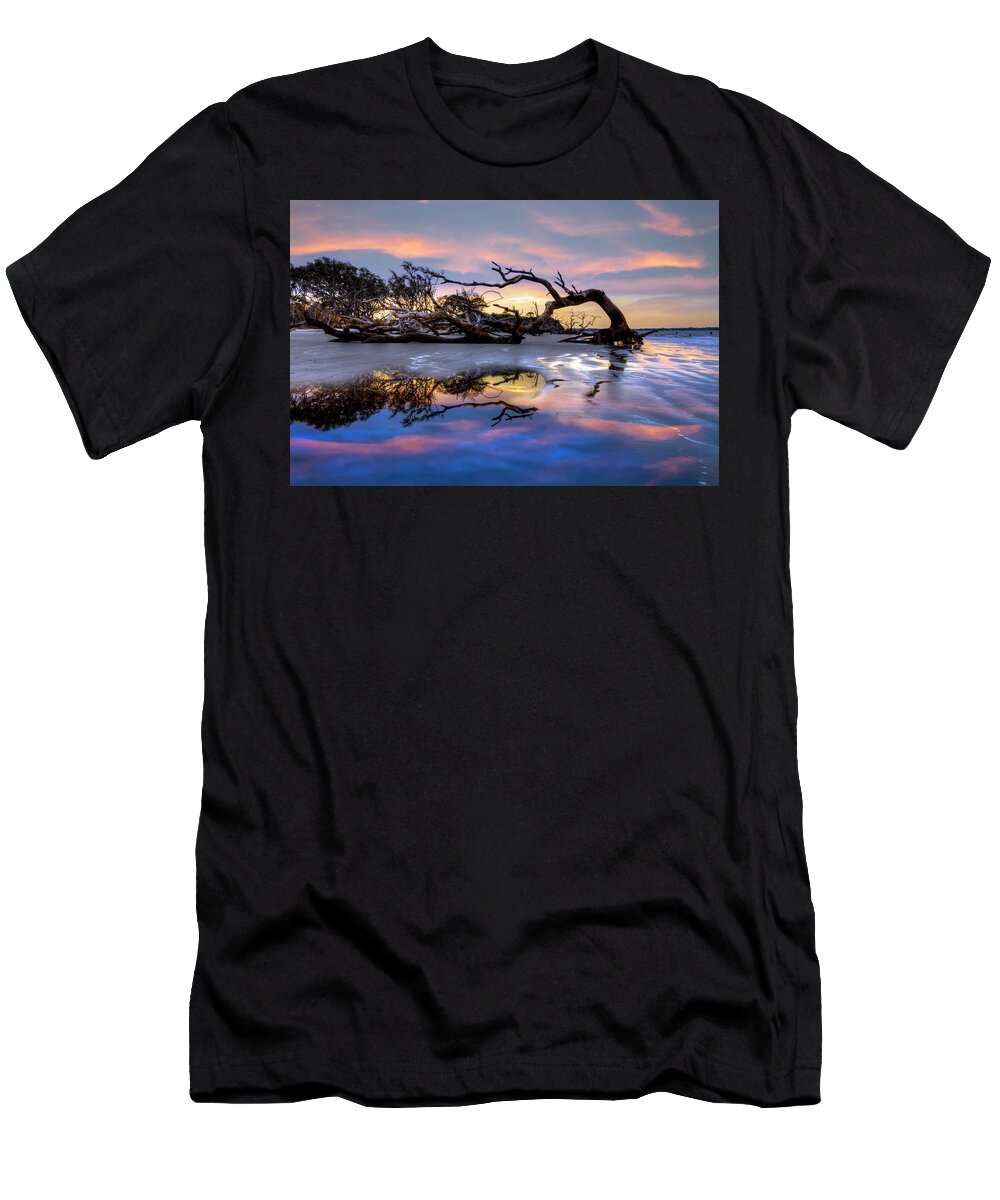 Clouds T-Shirt featuring the photograph The Giant has Fallen Jekyll Island Sunrise by Debra and Dave Vanderlaan