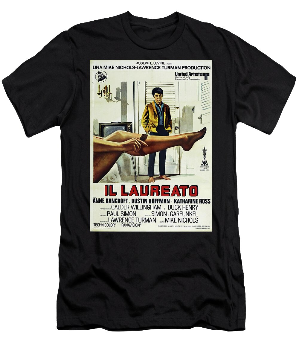 Graduate T-Shirt featuring the mixed media ''The Graduate'', with Dustin Hoffman, 1967 by Stars on Art