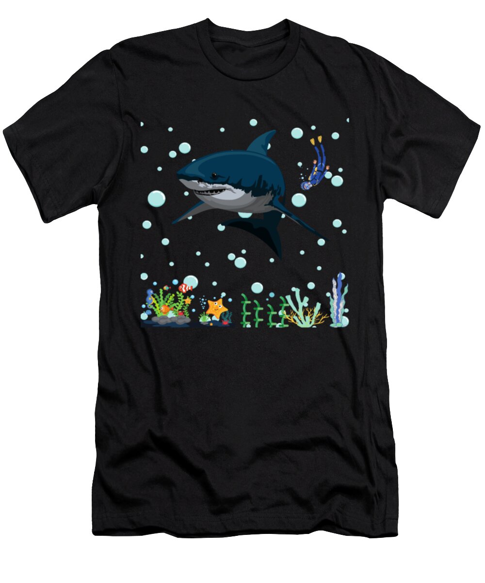 Sharks T-Shirt featuring the digital art The Great Shark by Tinh Tran Le Thanh