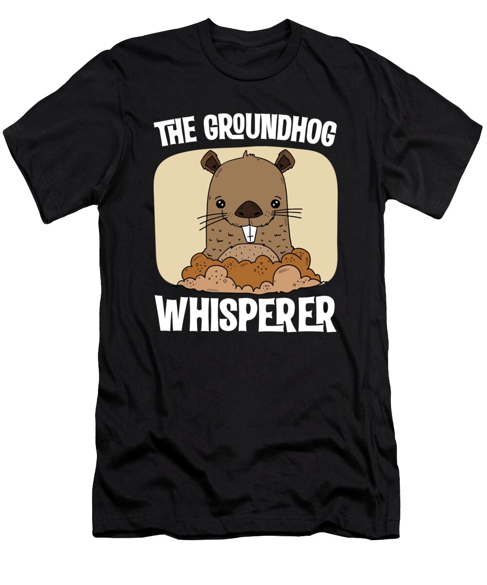 Rodent T-Shirt featuring the drawing The Groundhog Whisperer Funny GroundHog Forecasting by Noirty Designs