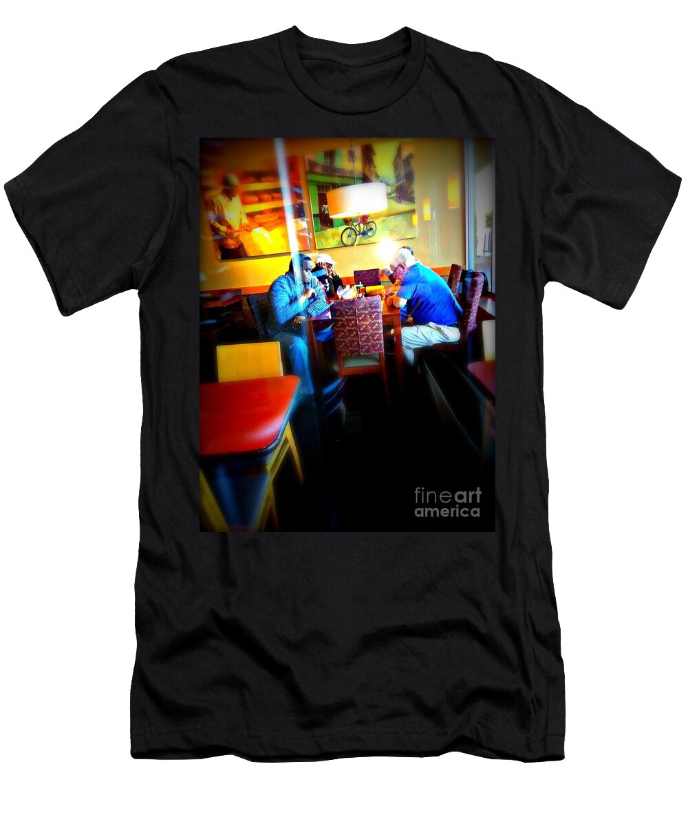 Street Photography T-Shirt featuring the photograph The Interesting Thing About Dialogue by Frank J Casella
