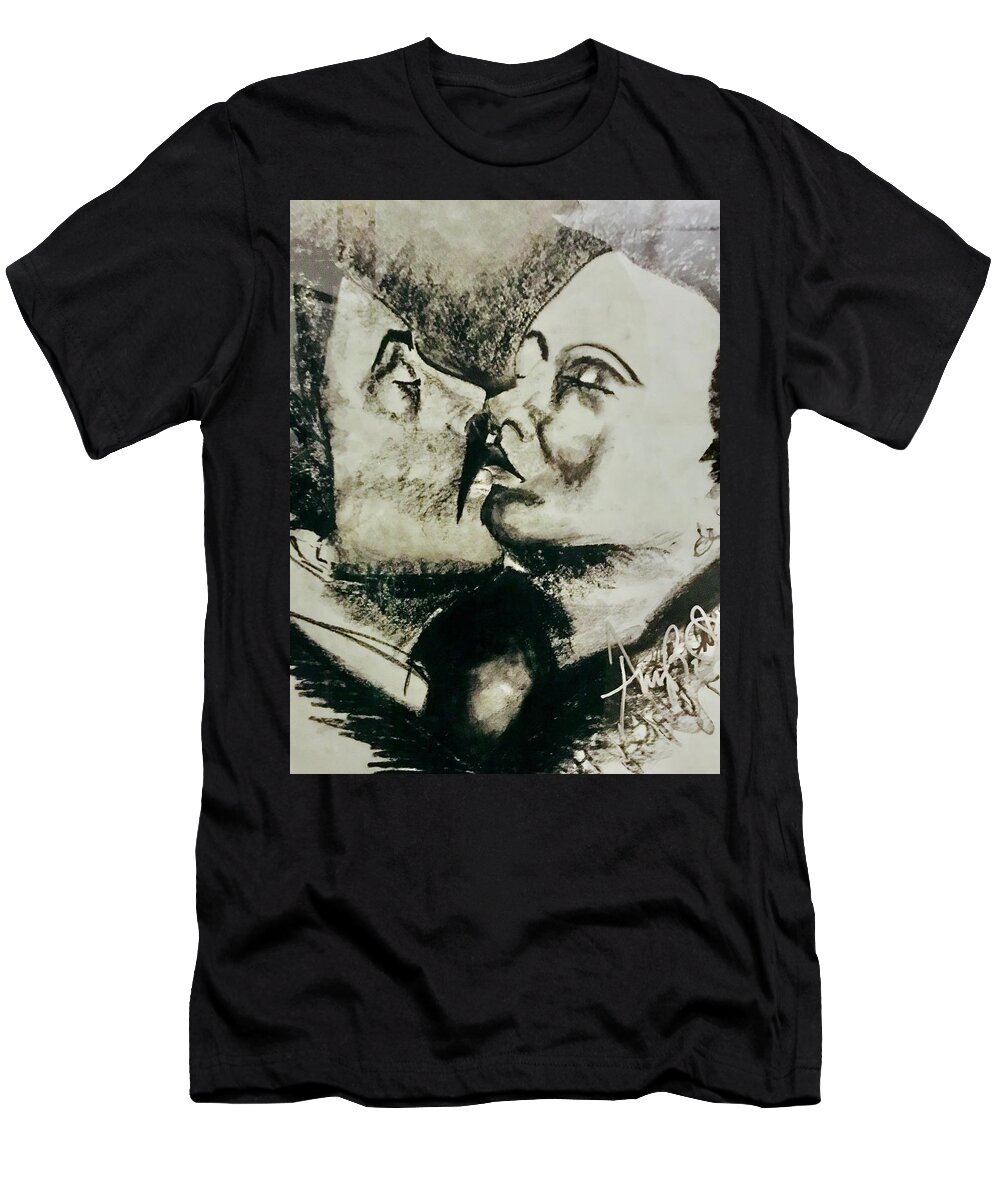 T-Shirt featuring the drawing The Kiss by Angie ONeal