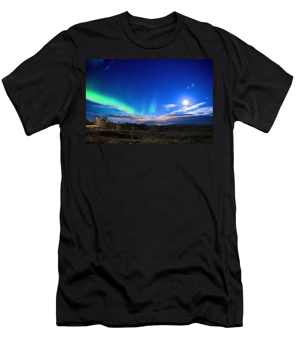 Aurora T-Shirt featuring the photograph The Lady and the Moon by Christopher Mathews
