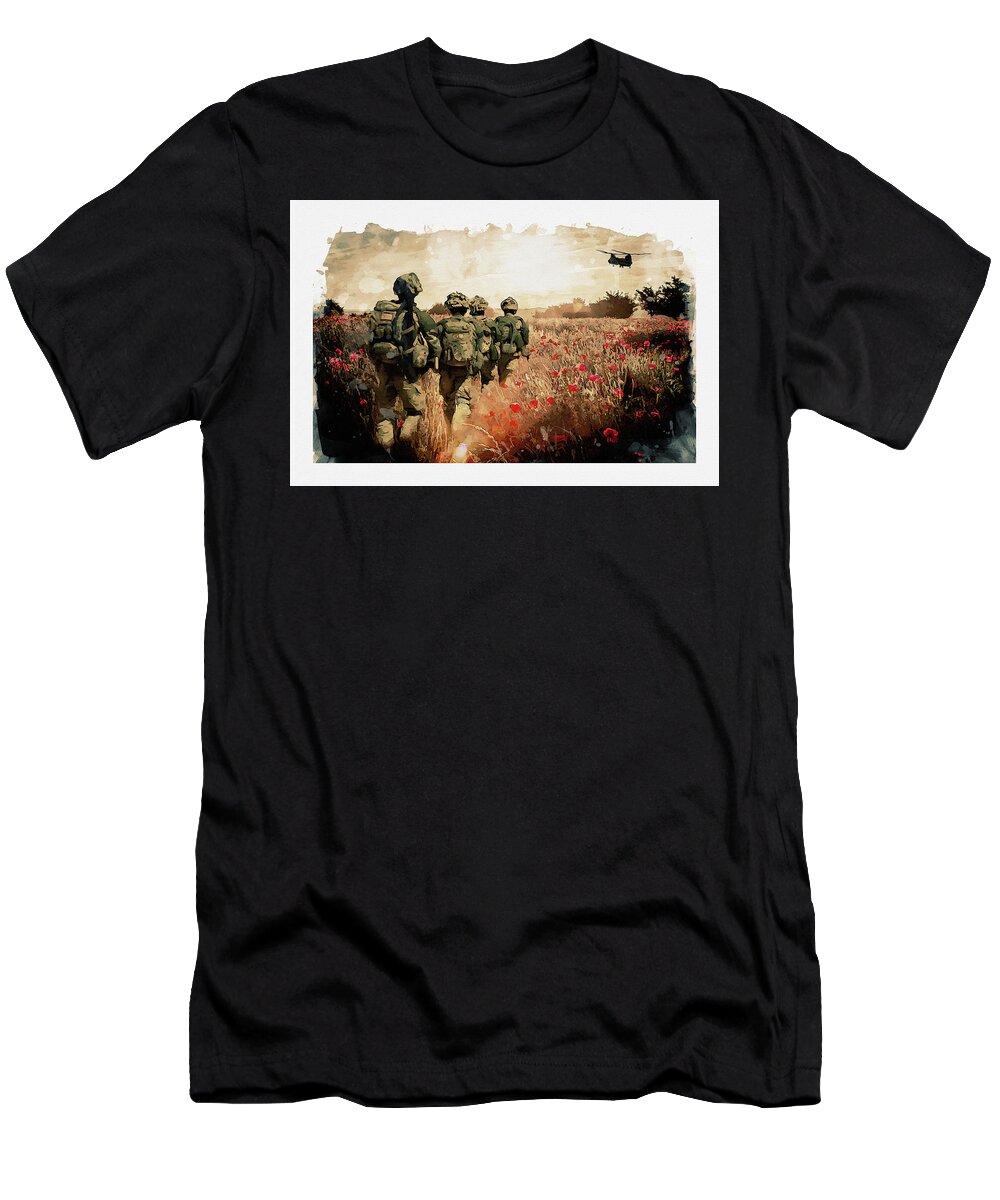 Soldiers And Poppies T-Shirt featuring the digital art The Last Ride by Airpower Art