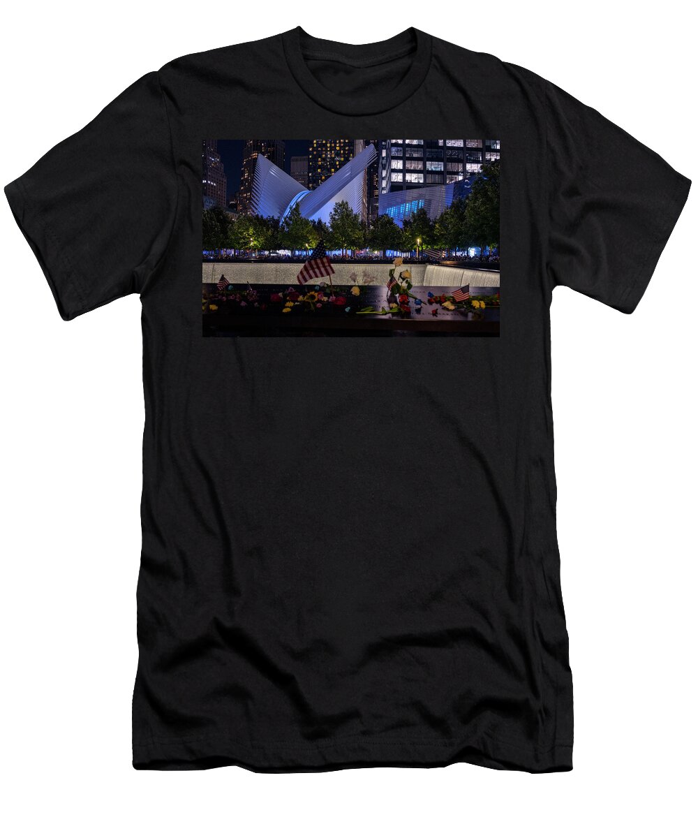 The Oculus T-Shirt featuring the photograph The Oculus and September 11 Memorial by Alina Oswald