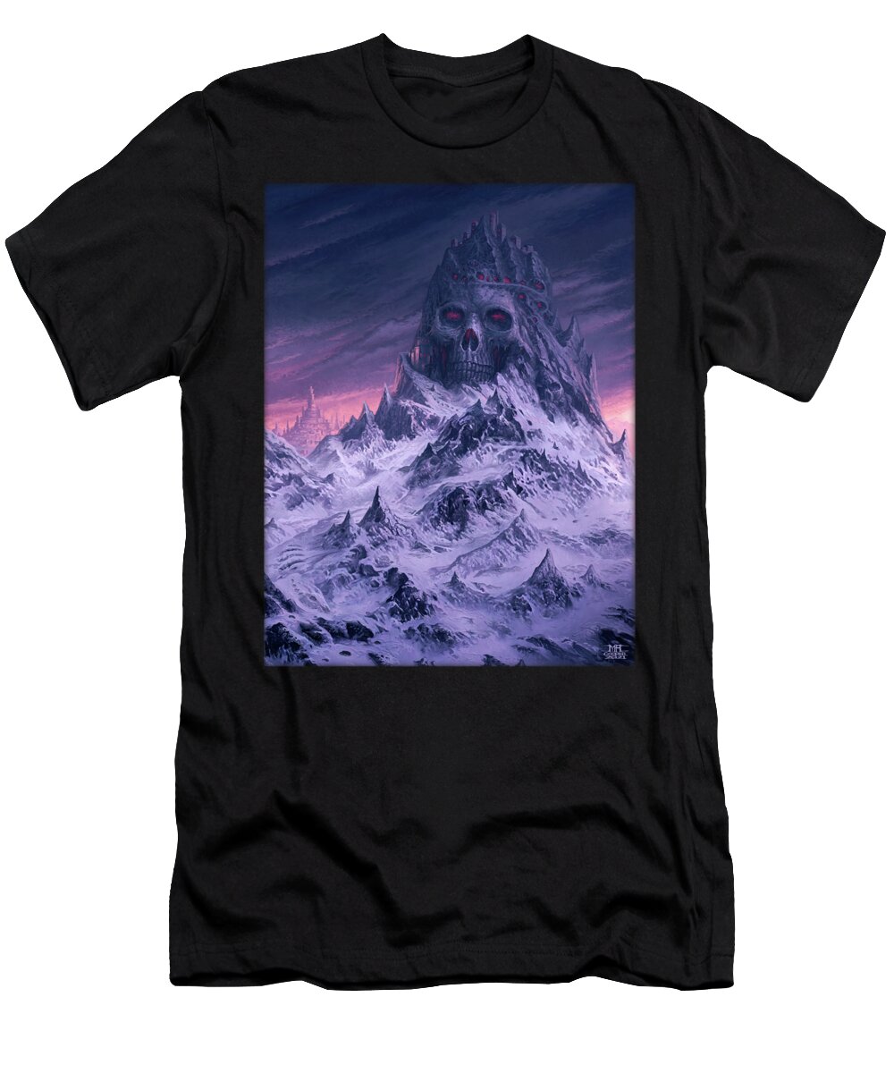 Mountains T-Shirt featuring the painting The Peak of Despair by Mark Cooper