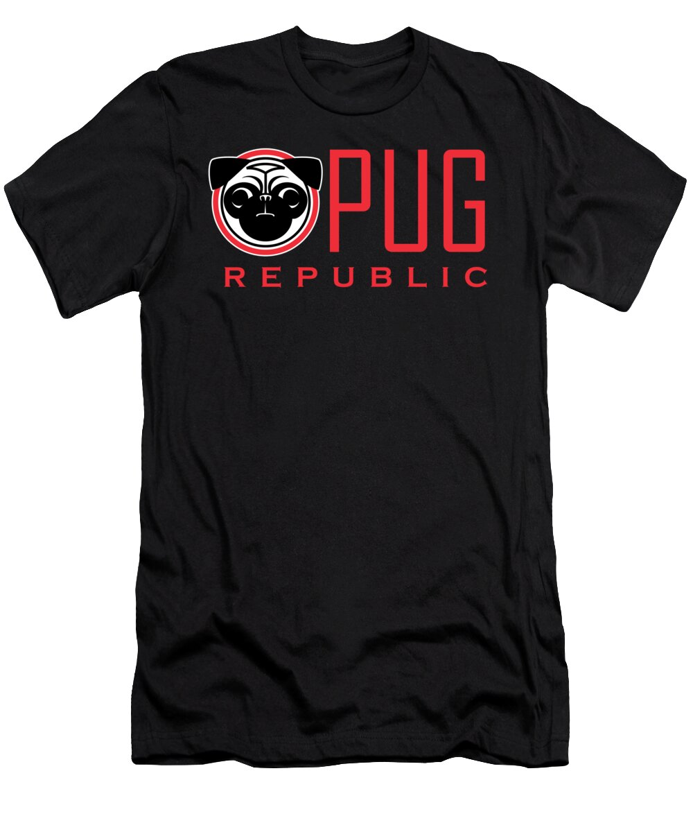Pug T-Shirt featuring the drawing The Pug Republic by John LaFree