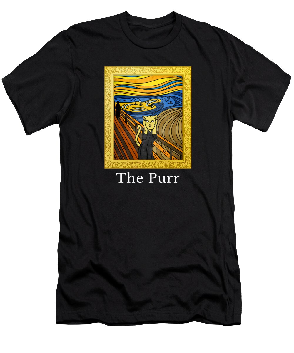 Cat Lover T-Shirt featuring the digital art The Purr Catvard Munch Classic Painting by Me